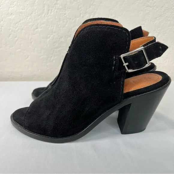 Frye Courtney Slingback Peep Toe Leather Block Heeled Sandals Mules Size 6.5 - Picture 5 of 13